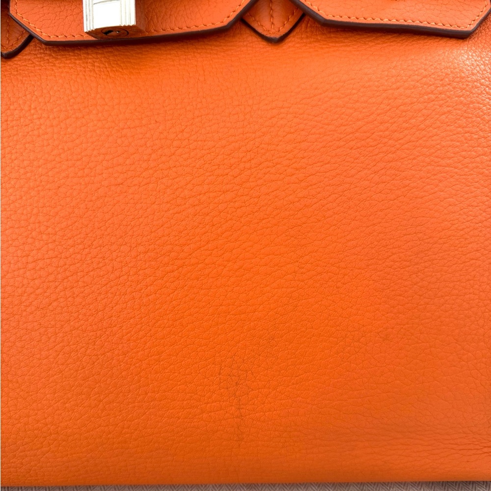 Hermes Birkin 35 Orange Clemente leather tote bag authentic silver hardware - Picture 6 of 16